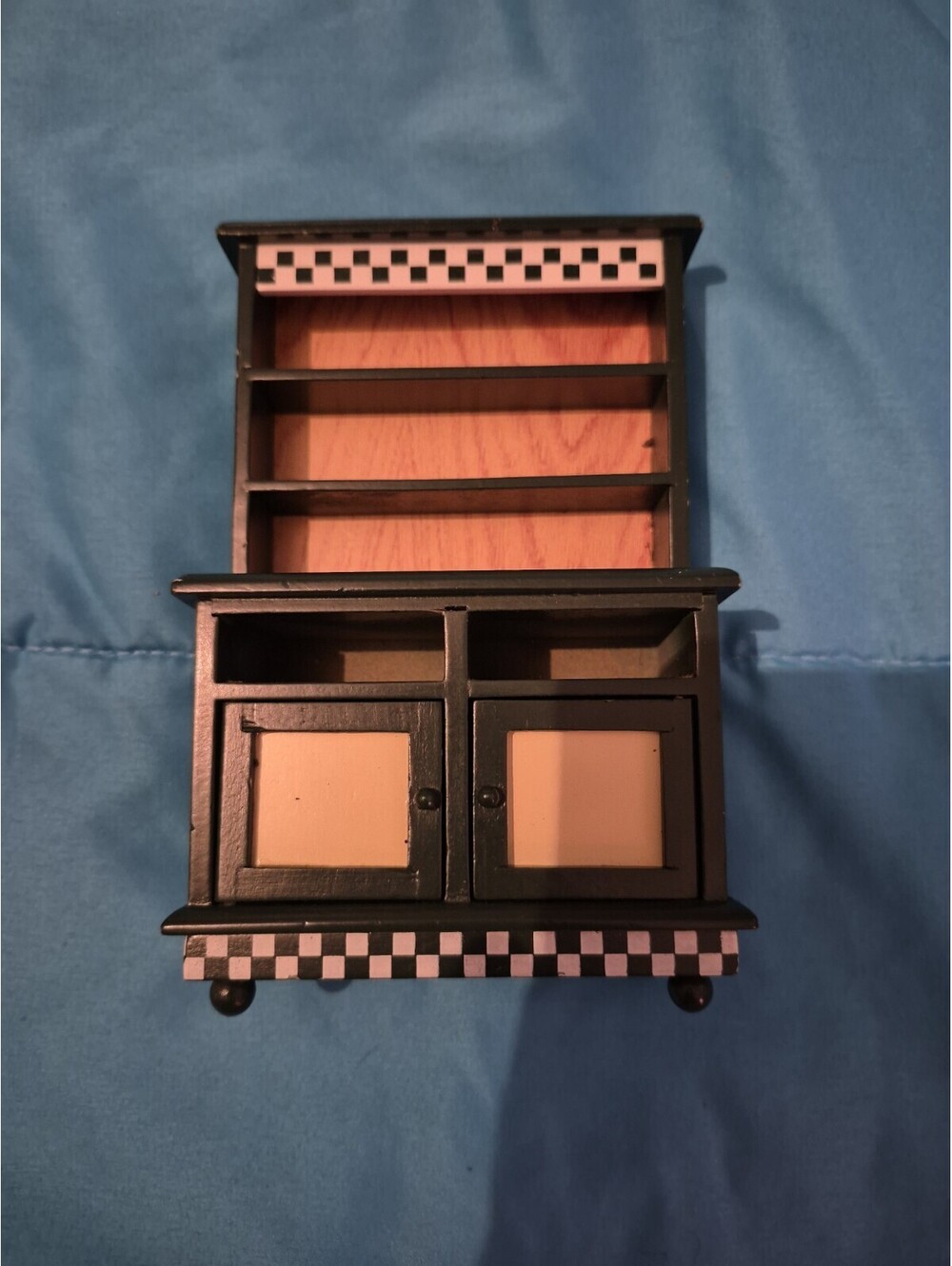 Melissa & Doug Dollhouse Kitchen Hutch Green Wood Cabinet 1:12 Miniature
